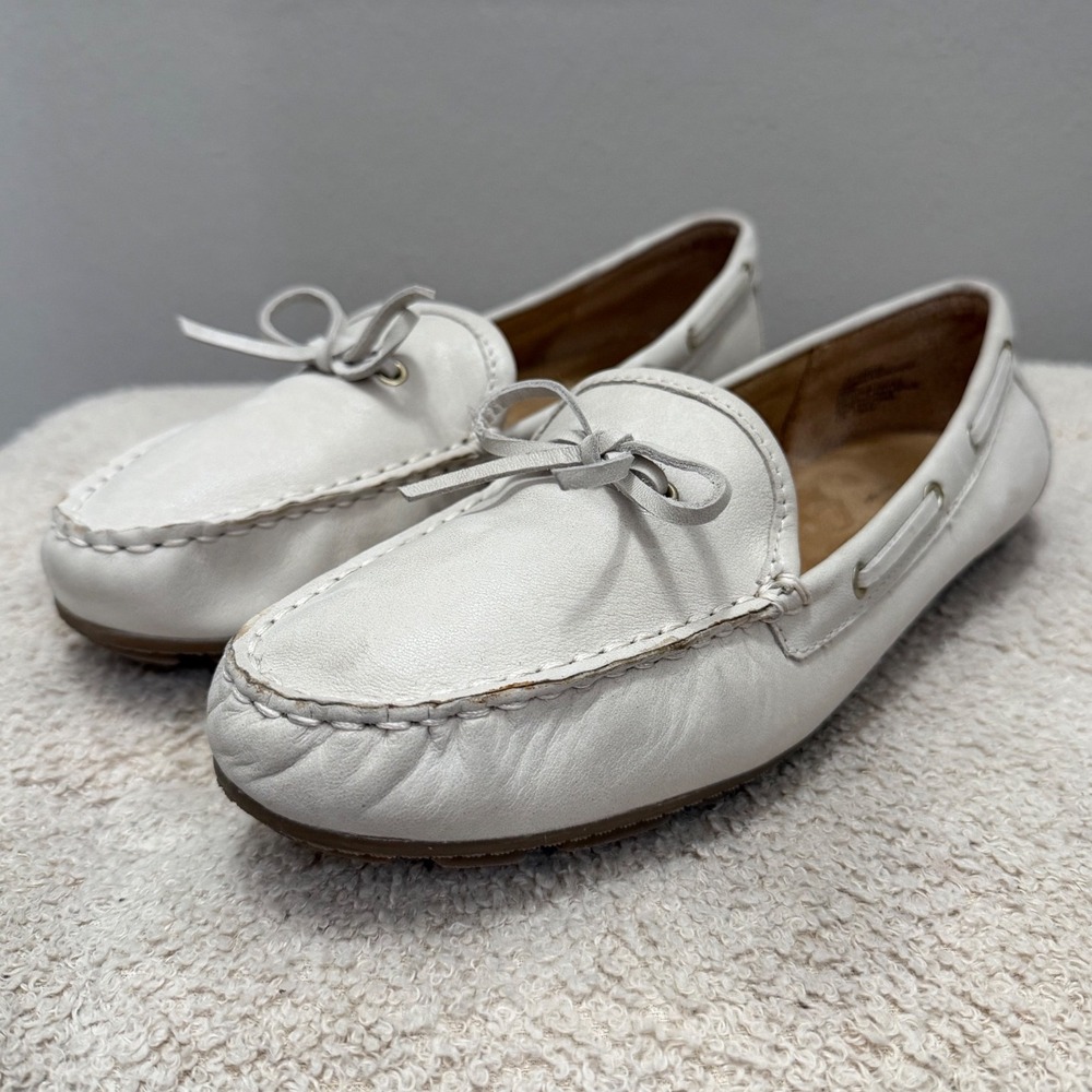 Cynthia Rowley Sunbathe Off White Leather Driving Loafers Minimalist 9.5